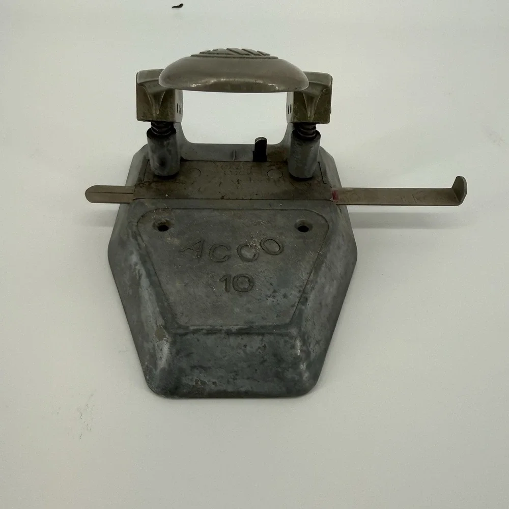 Acco Paper Punch, VTG Metal 2 Hole Puncher, Office Holepunch Retro Paper Puncher